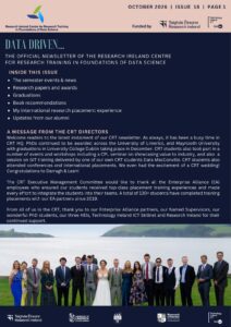 Cover of the October 2026 newsletter, issue 18, Research Ireland Centre for Research Training in Foundations of Data Science